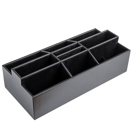Black Leather Remote Control Organizer (Coasters Available Separately)